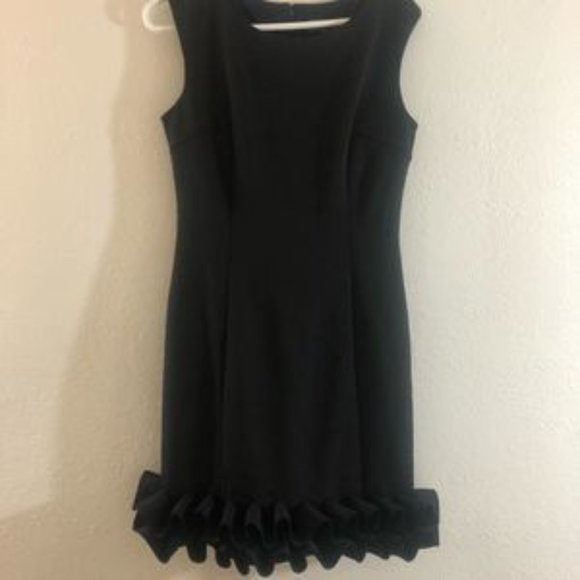 Donna Ricco Ruffle-Hem Sheath Dress, Black Size 14 - NWT - Picture 3 of 6